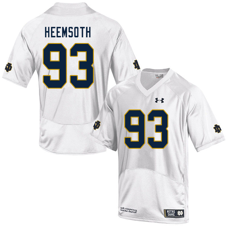 Men's NCAA Notre Dame Fighting Irish #93 Zane Heemsoth Stitched College Under Armour Authentic White Football Jersey MJ10A54UJ